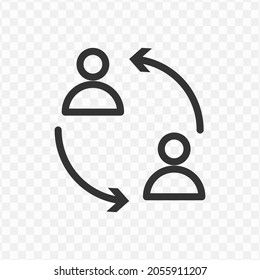 Vector illustration of change of people icon in dark color and transparent background(png).