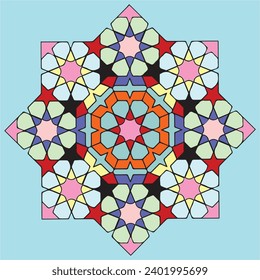 Vektorgrafik veränderbarer Farben Traditionelles islamisches ägyptisches geometrisches Muster.