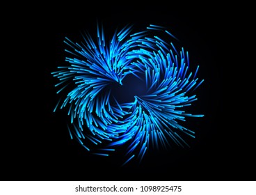 Vector illustration of chaotic particles twisting into the funnel. Whirlwind Energy