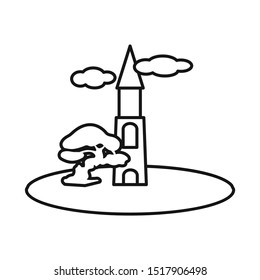 Vector illustration of chapel and vietnamese logo. Web element of chapel and cathedral stock symbol for web.