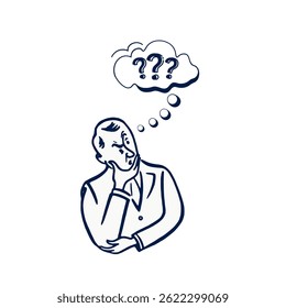 ilustração vetorial de um caractere fazendo perguntas