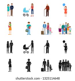 Vector illustration of character and avatar  icon. Set of character and portrait stock symbol for web.