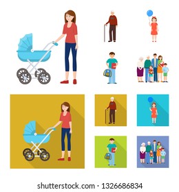 Vector illustration of character and avatar  icon. Collection of character and portrait stock symbol for web.