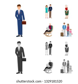 Vector illustration of character and avatar  icon. Collection of character and portrait stock symbol for web.