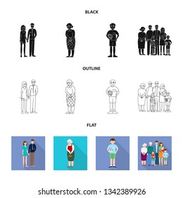 Vector illustration of character and avatar  icon. Set of character and portrait stock symbol for web.