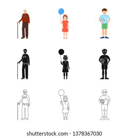 Vector illustration of character and avatar  icon. Collection of character and portrait vector icon for stock.