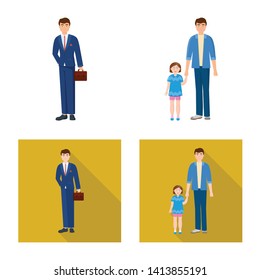 Vector illustration of character and avatar  icon. Set of character and portrait stock vector illustration.