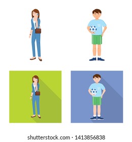 Vector illustration of character and avatar  icon. Set of character and portrait stock symbol for web.