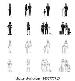 Vector illustration of character and avatar icon. Set of character and portrait stock vector illustration.