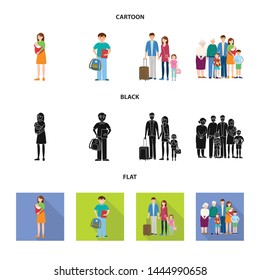 Vector illustration of character and avatar icon. Collection of character and portrait vector icon for stock.
