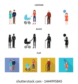 Vector illustration of character and avatar icon. Set of character and portrait stock vector illustration.