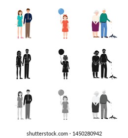 Vector illustration of character and avatar icon. Collection of character and portrait stock symbol for web.
