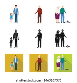 Vector illustration of character and avatar icon. Collection of character and portrait stock symbol for web.