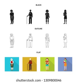 Vector illustration of character and avatar  logo. Collection of character and portrait stock vector illustration.