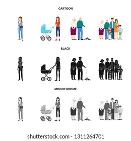 Vector illustration of character and avatar  logo. Collection of character and portrait vector icon for stock.