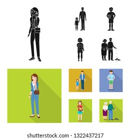 Vector illustration of character and avatar  logo. Collection of character and portrait stock vector illustration.