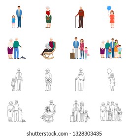 Vector illustration of character and avatar  logo. Collection of character and portrait vector icon for stock.