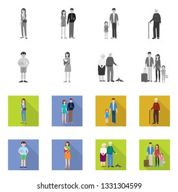 Vector illustration of character and avatar  logo. Collection of character and portrait stock symbol for web.