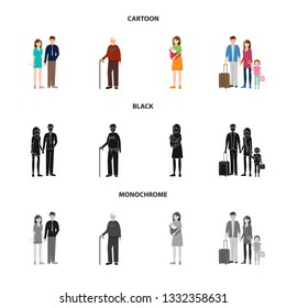 Vector illustration of character and avatar  logo. Set of character and portrait vector icon for stock.