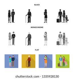 Vector illustration of character and avatar  logo. Set of character and portrait vector icon for stock.