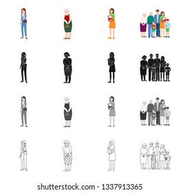 Vector illustration of character and avatar  logo. Collection of character and portrait vector icon for stock.