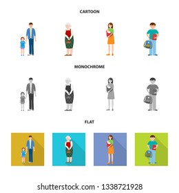Vector illustration of character and avatar  logo. Collection of character and portrait stock vector illustration.