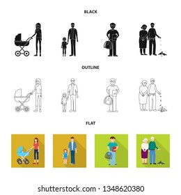 Vector illustration of character and avatar  logo. Set of character and portrait stock vector illustration.