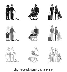 Vector illustration of character and avatar  logo. Set of character and portrait stock symbol for web.