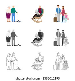 Vector illustration of character and avatar  logo. Set of character and portrait stock symbol for web.
