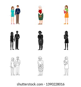Vector illustration of character and avatar  logo. Set of character and portrait stock vector illustration.