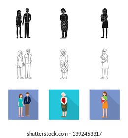 Vector illustration of character and avatar  logo. Collection of character and portrait stock symbol for web.