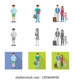 Vector illustration of character and avatar  logo. Set of character and portrait stock vector illustration.