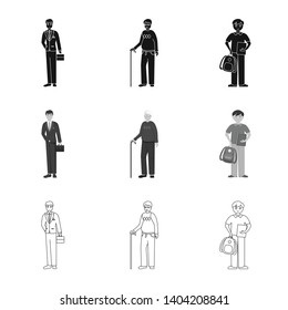 Vector illustration of character and avatar  logo. Collection of character and portrait stock vector illustration.