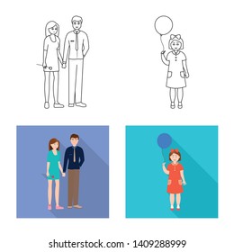 Vector illustration of character and avatar  logo. Set of character and portrait stock vector illustration.