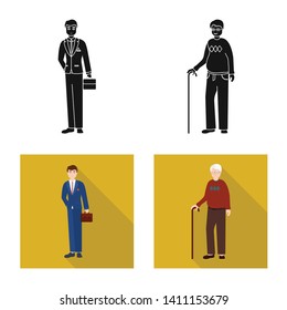 Vector illustration of character and avatar  logo. Set of character and portrait stock symbol for web.
