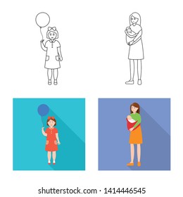 Vector illustration of character and avatar  logo. Collection of character and portrait stock symbol for web.