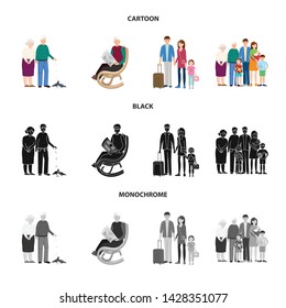 Vector illustration of character and avatar logo. Collection of character and portrait vector icon for stock.
