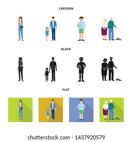 Vector illustration of character and avatar logo. Collection of character and portrait vector icon for stock.