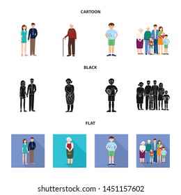 Vector illustration of character and avatar logo. Set of character and portrait vector icon for stock.
