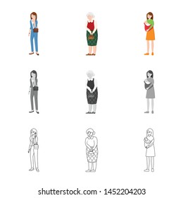 Vector illustration of character and avatar logo. Set of character and portrait stock symbol for web.