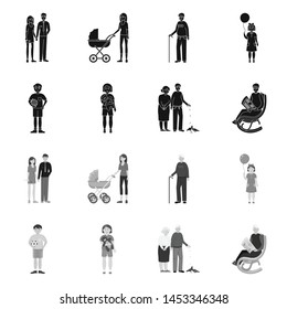 Vector illustration of character and avatar logo. Collection of character and portrait stock vector illustration.