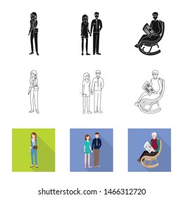 Vector illustration of character and avatar logo. Collection of character and portrait stock symbol for web.