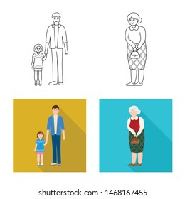 Vector illustration of character and avatar logo. Set of character and portrait vector icon for stock.