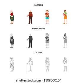 Vector illustration of character and avatar  sign. Set of character and portrait stock symbol for web.