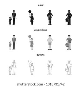 Vector illustration of character and avatar  sign. Collection of character and portrait stock vector illustration.