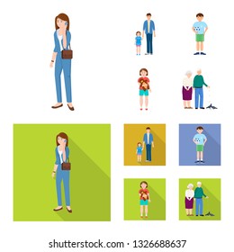 Vector illustration of character and avatar  sign. Set of character and portrait stock symbol for web.