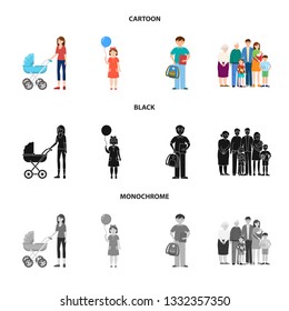 Vector illustration of character and avatar  sign. Collection of character and portrait stock symbol for web.