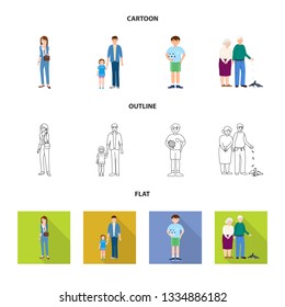 Vector illustration of character and avatar  sign. Collection of character and portrait stock vector illustration.