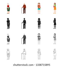Vector illustration of character and avatar  sign. Collection of character and portrait stock vector illustration.