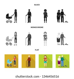 Vector illustration of character and avatar  sign. Collection of character and portrait vector icon for stock.